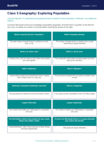 Free Population Flashcards | Class 5 | Geography | BookFlik