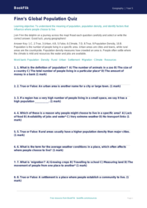 Free Population Quiz | Class 5 | Geography | BookFlik