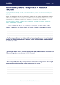 Rainforests Geography Worksheet: Class 4 CBSE | BookFlik
