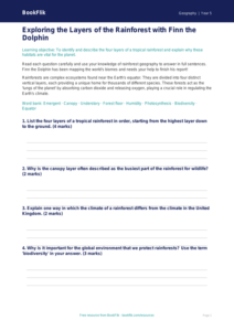 Free Rainforests Worksheet | Class 5 | Geography | BookFlik