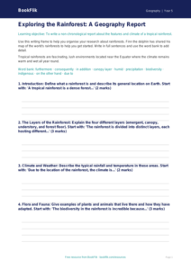 Free Rainforests Writing Frame | Class 5 | Geography | BookFlik