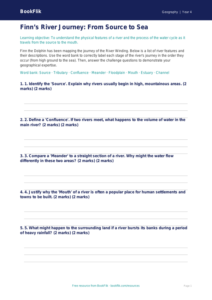 Geography rivers activity sheet class 4 greater depth