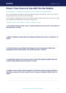 Free Rivers Worksheet | Class 5 | Geography | BookFlik