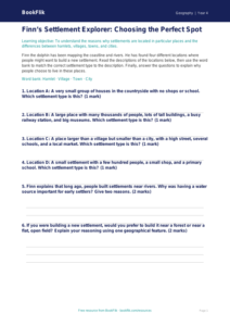 Free Settlements Activity Sheet | Class 4 | Geography | BookFlik