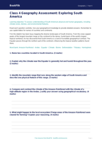 South America Geography Assessment | Class 4 CBSE | BookFlik