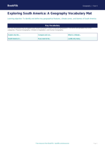 Free South America Word Mat | Class 4 | Geography | BookFlik
