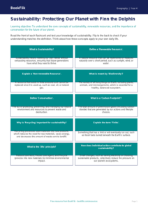 Free Sustainability Flashcards | Class 4 | Geography | BookFlik