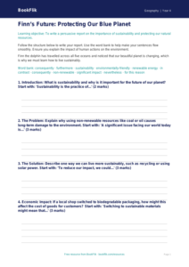 Free Sustainability Writing Frame | Class 4 | Geography | BookFlik