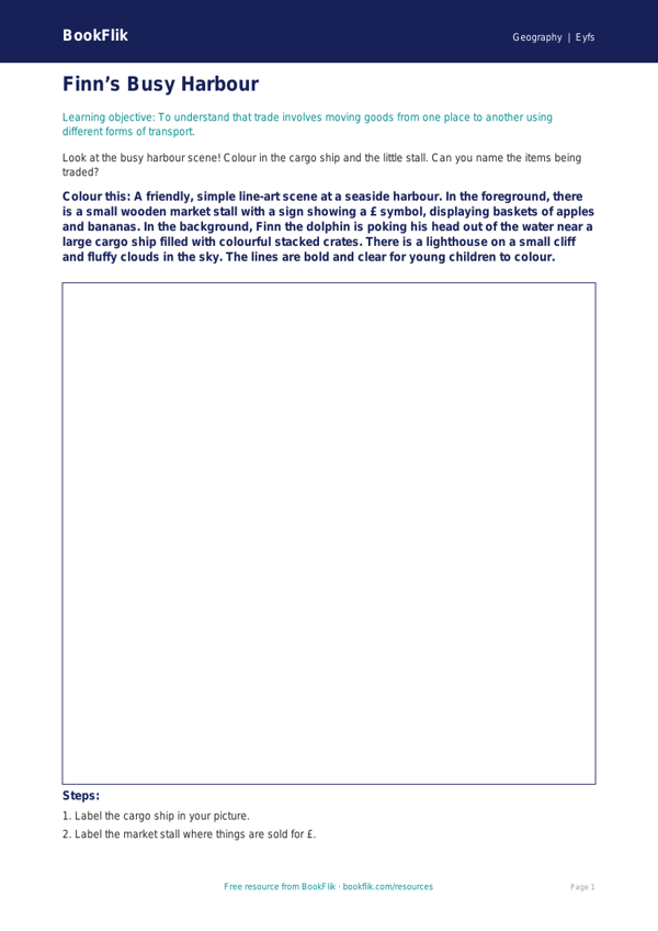 Free Trade Colouring Page | Nursery / LKG | Geography | BookFlik worksheet preview — Geography Trade