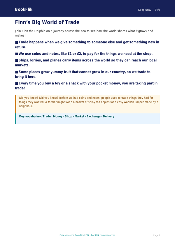 Free Trade Poster | Nursery / LKG | Geography | BookFlik worksheet preview — Geography Trade