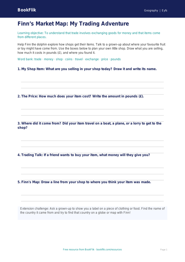Free Trade Template for Nursery / LKG | CBSE Geography | BookFlik worksheet preview — Geography Trade