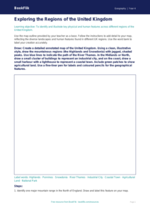 UK Regions Geography Worksheet | Class 4 CBSE | BookFlik