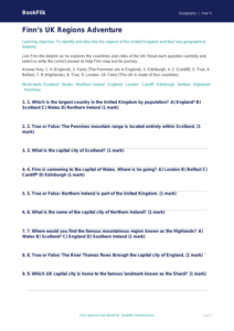 UK Regions Quiz for Class 5 | Geography Worksheet | BookFlik