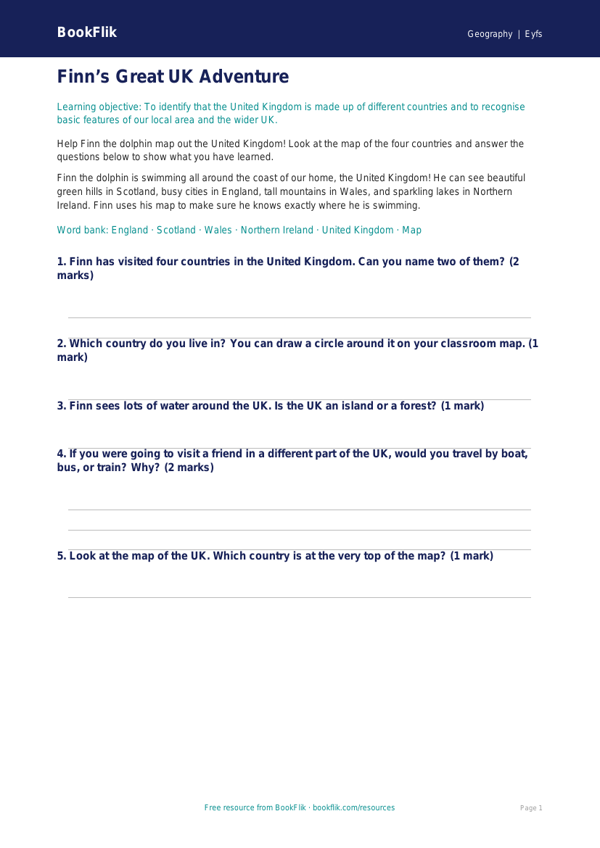 UK Regions Worksheet for Nursery & LKG | Geography for Kids | BookFlik worksheet preview — Geography Uk Regions