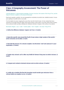 Free Volcanoes Assessment | Class 4 | Geography | BookFlik