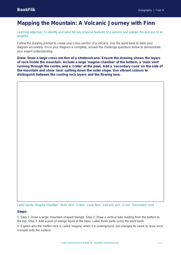 Geography volcanoes drawing sheet class 4 greater depth worksheet preview — Geography Volcanoes