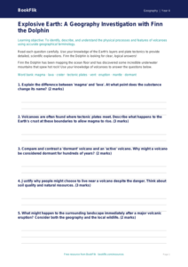 Free Volcanoes Worksheet | Class 4 | Geography | BookFlik