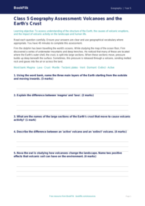 Free Volcanoes Assessment | Class 5 | Geography | BookFlik