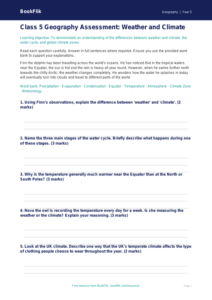 Free Weather And Climate Assessment | Class 5 | Geography | BookFlik