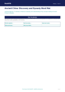 Free Ancient China Word Mat | Class 4 | Social Studies / History | BookFlik