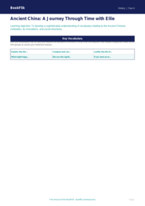 Free Ancient China Word Mat | Class 4 | Social Studies / History | BookFlik