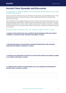 Free Ancient China Worksheet | Class 4 | Social Studies / History | BookFlik