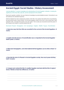 Free Ancient Egypt Assessment | Class 4 | Social Studies / History | BookFlik