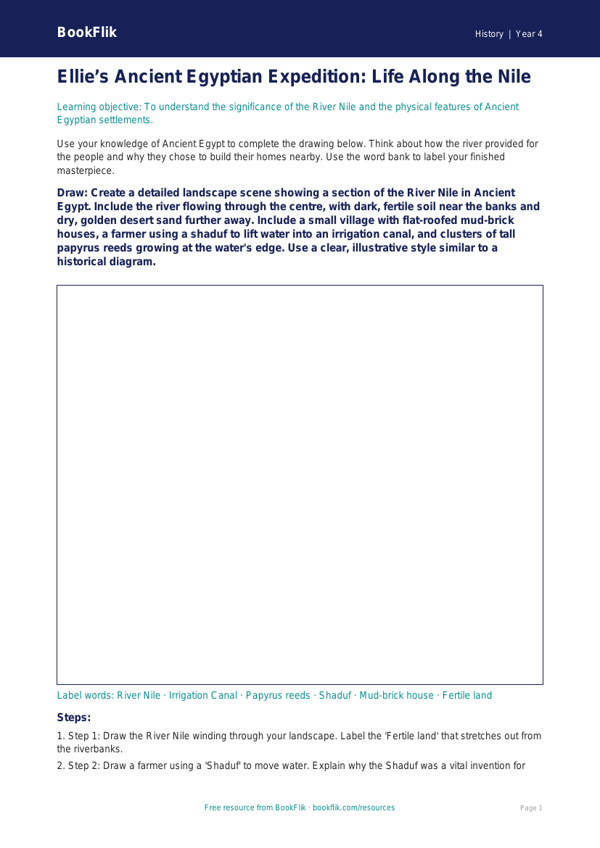 Free Ancient Egypt Drawing Sheet | Class 4 | Social Studies / History | BookFlik worksheet preview — History Ancient Egypt