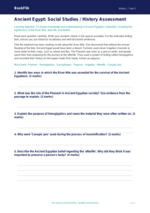 Free Ancient Egypt Assessment | Class 5 | Social Studies / History | BookFlik