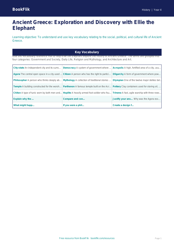 Social Studies / History ancient greece word mat class 4 greater depth worksheet preview — History Ancient Greece