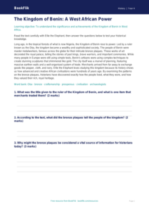 Free Benin Kingdom Comprehension | Class 4 | Social Studies / History | BookFlik