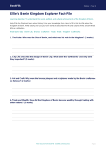 Free Benin Kingdom Template | Class 4 | Social Studies / History | BookFlik