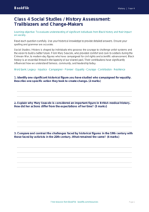 Social Studies / History black history assessment class 4 greater depth