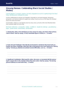 Social Studies / History black history writing frame class 4 greater depth