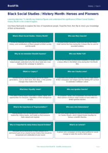 Social Studies / History black history month flashcards class 4 greater depth