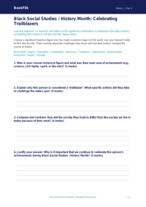 Black History Month Project Template for Class 4 | CBSE Social Studies