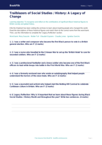 Free Black History Month Activity Sheet | Class 5 | Social Studies / History | BookFlik