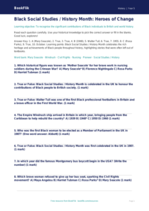 Free Black History Month Quiz | Class 5 | Social Studies / History | BookFlik