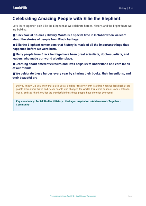 Black History Month Learning Resource | Nursery / LKG | Social Studies | BookFlik worksheet preview — History Black History Month