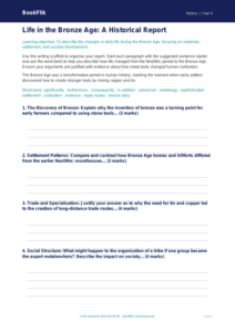 Social Studies / History bronze age writing frame class 4 greater depth