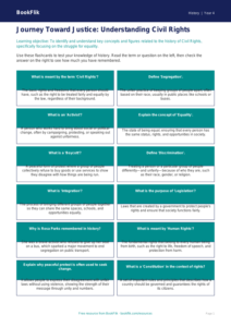 Free Civil Rights Flashcards | Class 4 | Social Studies / History | BookFlik