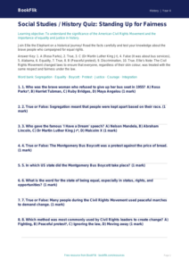 Free Civil Rights Quiz | Class 4 | Social Studies / History | BookFlik