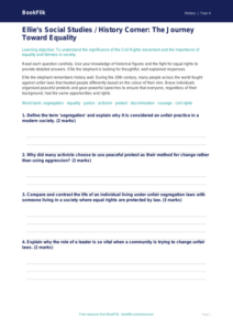 Social Studies / History civil rights worksheet class 4 greater depth