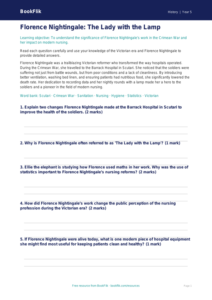 Free Florence Nightingale Worksheet | Class 5 | Social Studies / History | BookFlik