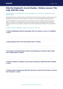 Free Florence Nightingale Worksheet | Nursery / LKG | Social Studies / History | BookFlik