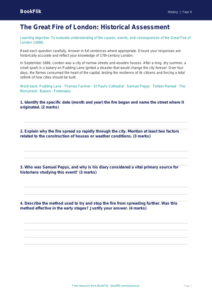 Social Studies / History great fire of london assessment class 4 greater depth