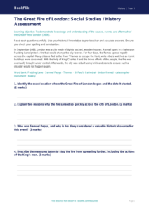 Free Great Fire Of London Assessment | Class 5 | Social Studies / History | BookFlik