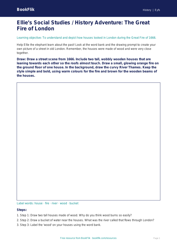 Great Fire of London Drawing Sheet for Nursery / LKG | CBSE Social Studies worksheet preview — History Great Fire Of London