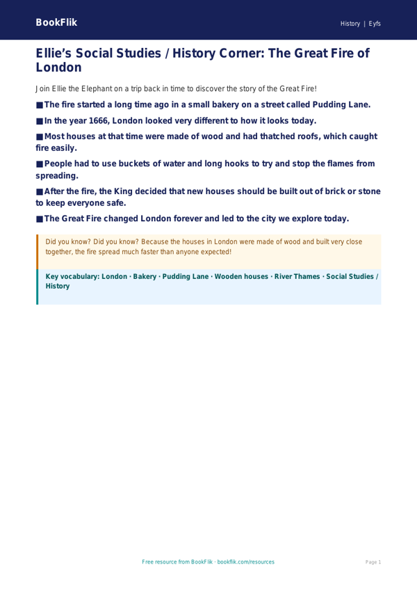 Great Fire of London Learning Poster for Nursery/LKG | CBSE Social Studies worksheet preview — History Great Fire Of London