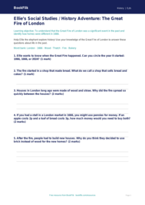 Free Great Fire Of London Worksheet | Nursery / LKG | Social Studies / History | BookFlik